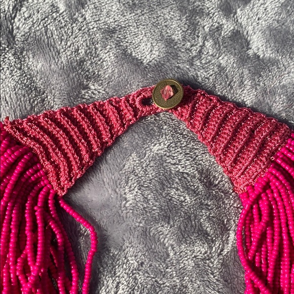 Multi-strand Fuchsia Beaded Necklace - Picture 3 of 8